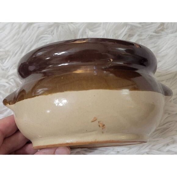 Lidded Stoneware Bean Pot / French Onion Soup Pot - Picture 4 of 10